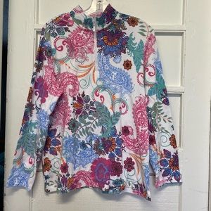 Blair Floral Multicolor 1/4 zip women’s sweatshirt / jacket long sleeves size LG